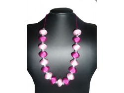 Handmade Moroccan Fabric Necklace "Bordeaux"